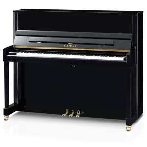 New Kawai K300 Upright Piano in Ebony Polished Black (122cm) Made in Indonesia.