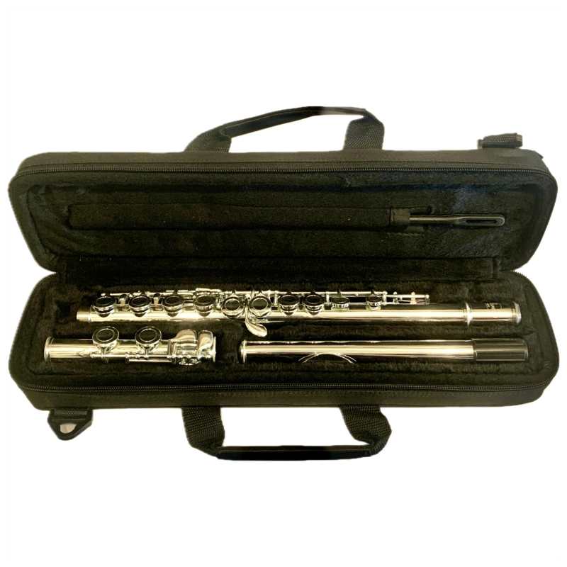 Paris Flute & Light Weight Case (student flute with silver plated body and keys, offset G, split E mechanism, and Italian made pads)