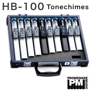 Suzuki HB100 - 10 Note Diatonic Hand Chime Set with Hard Case (Tonechimes: C6 to C7 with 1 x Bb and 1 x F#)