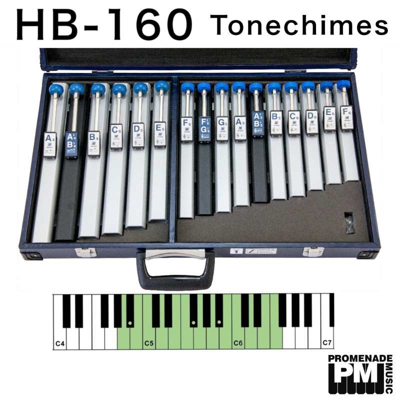 Suzuki HB160 - 16 Note Diatonic Hand Chime Set with Hard Case (Handchimes: A4 to F6 with 2 x Bb and 1 x F#) - Image 4