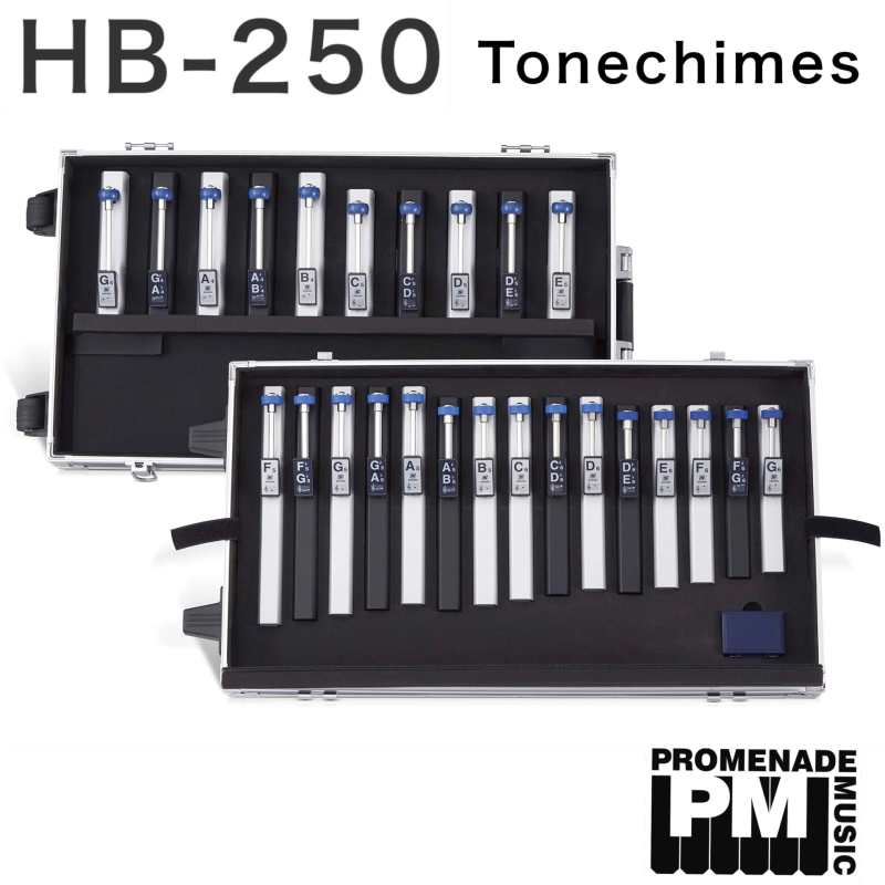 Suzuki HB250 Chromatic Tonechimes Set of 25-notes (2-octave) with Hardcase ….. g4-g6 range, case has pull-handle and wheels [hb-250]