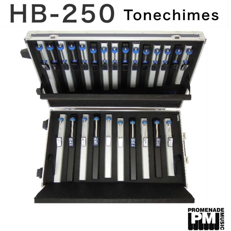 Suzuki HB250 Chromatic Tonechimes Set of 25-notes (2-octave) with Hardcase ….. g4-g6 range, case has pull-handle and wheels [hb-250] - Image 2