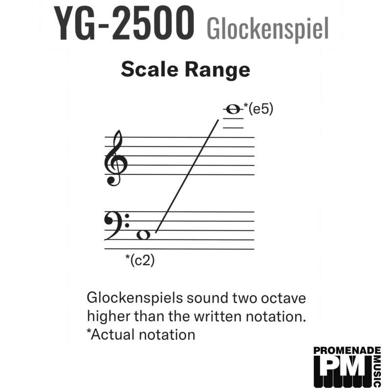 Yamaha YG2500 3.3-octave Glockenspiel with Resonators and Height Adjustable Frame with Damper Pedal ….. 32.5mm wide / 9mm thick bars, c-e range, A=442Hz pitch [yg-2500] - Image 3