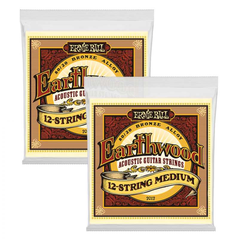 2 Sets of Ernie Ball Earthwood 2012 80/20 Bronze 12-String Acoustic Guitar Strings 11-28