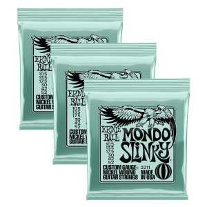 3 Sets of Ernie Ball 2211 Mondo Slinky Nickel Electric Guitar Strings 10-48