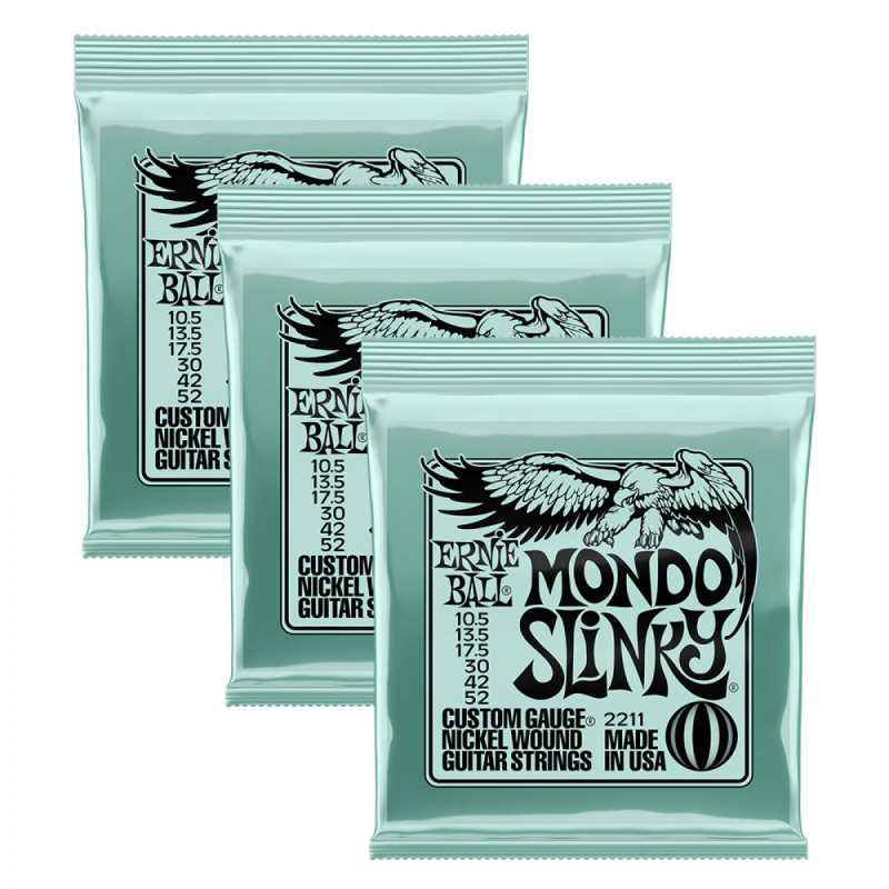 3 Sets of Ernie Ball 2211 Mondo Slinky Nickel Electric Guitar Strings 10-48
