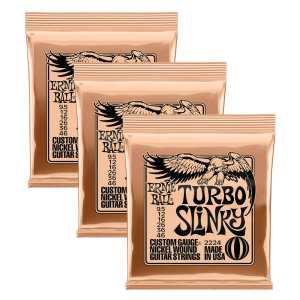 3 Sets of Ernie Ball 2224 Turbo Slinky Nickel Electric Guitar Strings 9.5 - 46