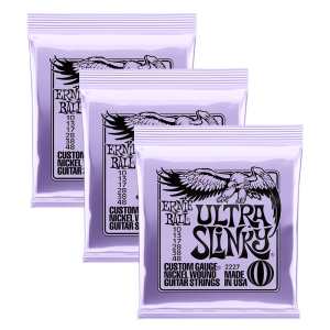 3 Sets of Ernie Ball 2227 Ultra Slinky Nickel Electric Guitar Strings 10-48