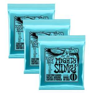 3 Sets of Ernie Ball 2228 Mighty Slinky Nickel Electric Guitar Strings 8.5-40