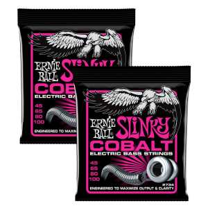 2 Sets Of Ernie Ball 2734 Super Slinky Cobalt Electric Bass Guitar Strings 45-100