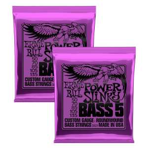 2 Sets of Ernie Ball 2821 Power Slinky 5-String Bass Strings 50-135