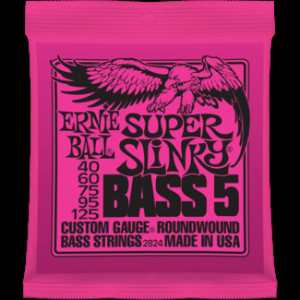2 Sets of Ernie Ball 2824 Super Slinky 5-String Bass Strings 40-125
