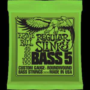 2 Sets of Ernie Ball 2836 Regular Slinky 5-String Bass Strings 45-130