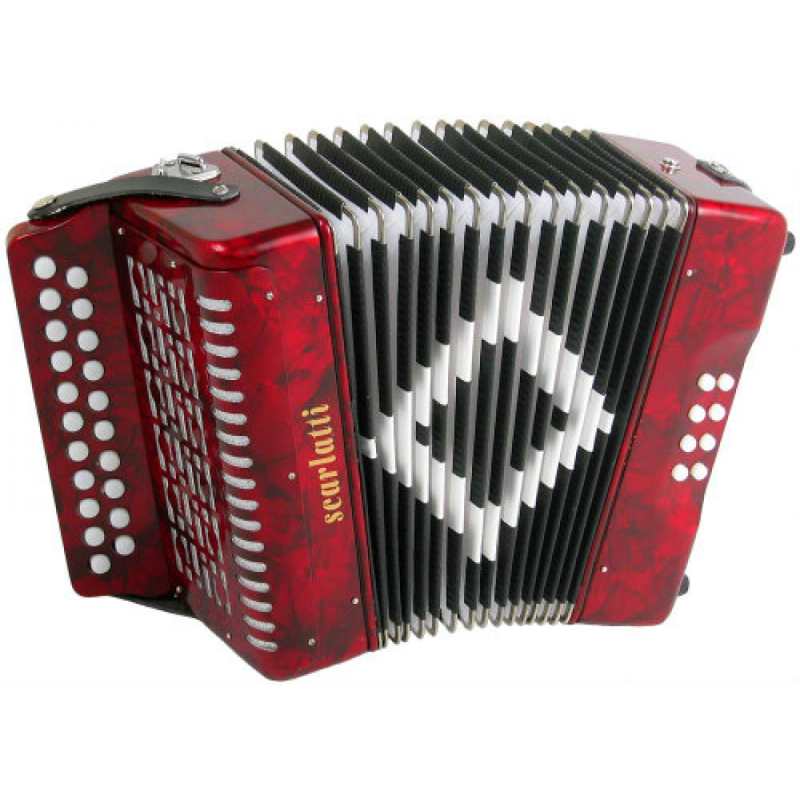 Scarlatti Marino B/C 2-Row Chromatic Melodeon in Red with Strap & Case (GR42003)