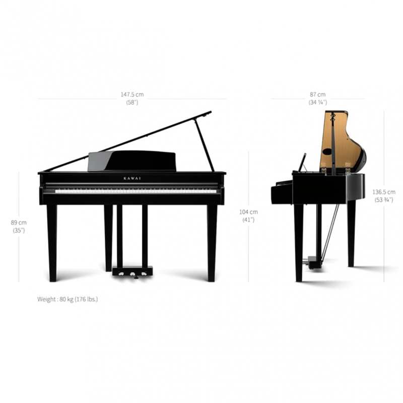 Kawai DG30 Digital Grand Piano with Adjustable Piano Stool - Image 9