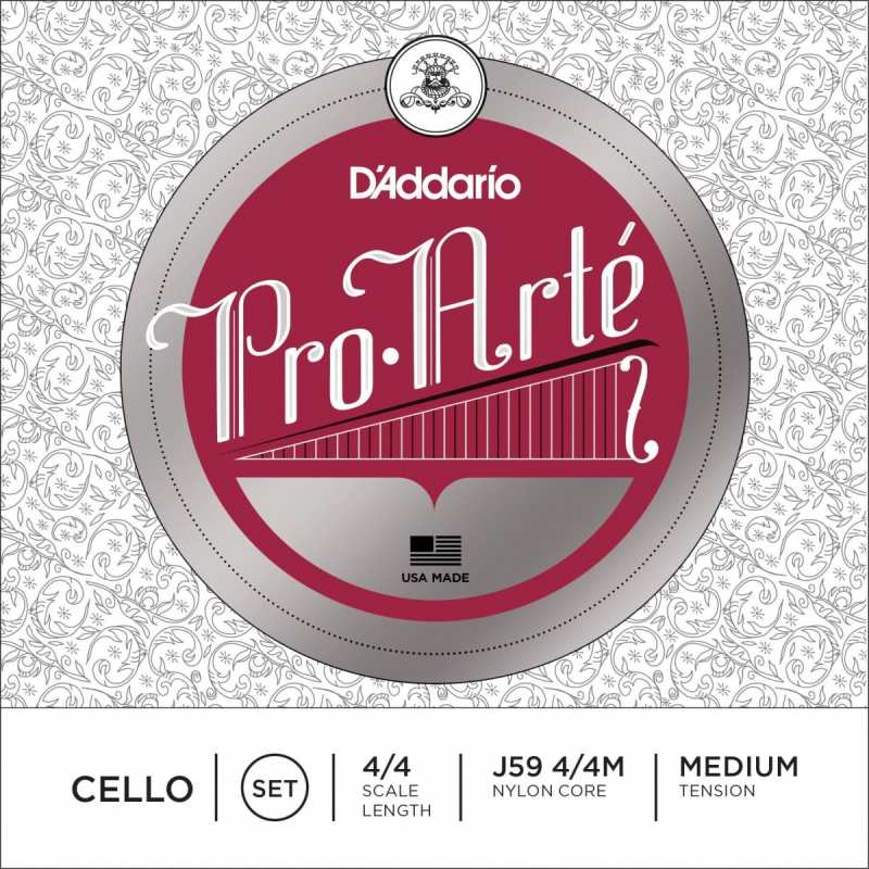 Full Set - 4/4 Size D'Addario Pro-Arte Medium Tension Cello Strings (J59 4/4M)