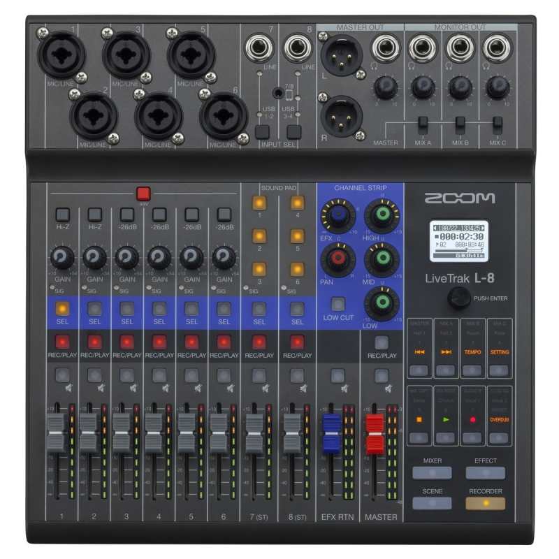 Zoom Livetrak L8 Portable Recording Studio, Interface and Mixer
