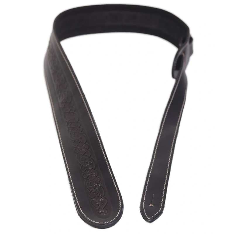 Levin 2" Celtic Revival Embossed Leather Guitar Strap (LS-G-CRL-200-BLACK)