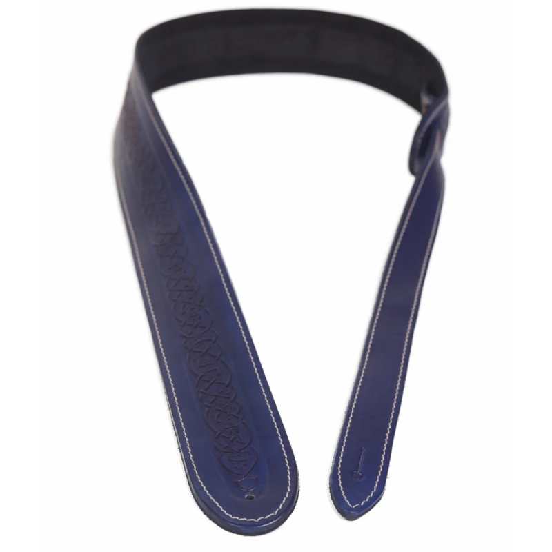 Levin 2" Celtic Revival Embossed Leather Guitar Strap (LS-G-CRL-200-BLUE)