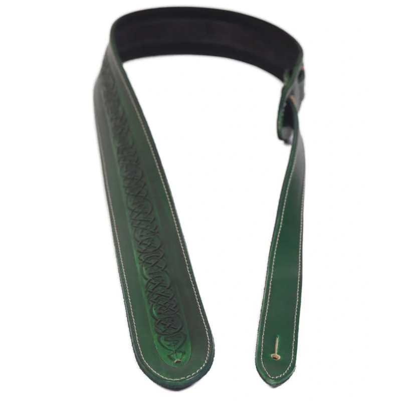 Levin 2" Celtic Revival Embossed Leather Guitar Strap (LS-G-CRL-200-GREEN)