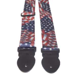 Levin 2" Webbing Graphic Guitar Strap USA Flags (LS-G-WG-200-USA-FLAGS)