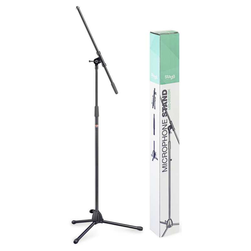 Stagg MIS0822BK Microphone Boom Stand with Folding Legs, Black