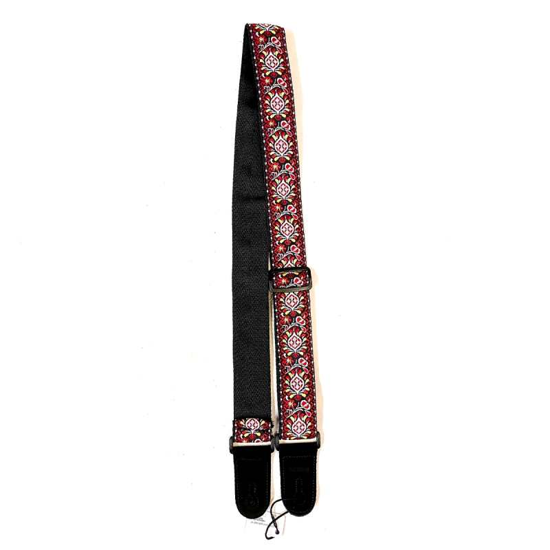 Levin 2" Textured Fabric Guitar Strap Fluer Red & Yellow (LS-G-TF-200-FLUER-RED-YELLOW)