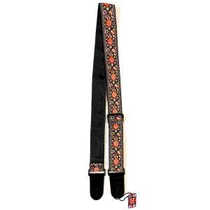 Levin 2" Textured Fabric Guitar Strap Fluer Orange & Brown (LS-G-TF-200-FLUER-ORANGE-BROWN)