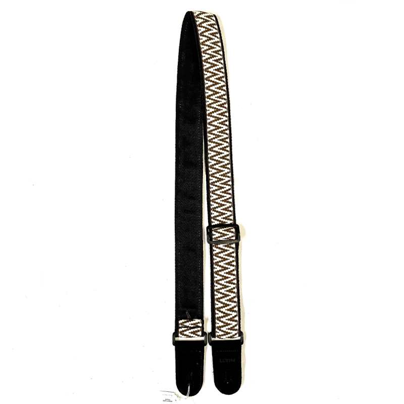 Levin 2" Textured Fabric Guitar Strap Zig Zag Brown (LS-G-TF-200-ZIG-ZAG-BROWN)