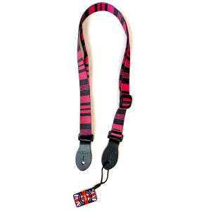 Levin 1" Webbing Ukulele Strap (LS-UM-W-100-PINK-BLACK-STRIPES)