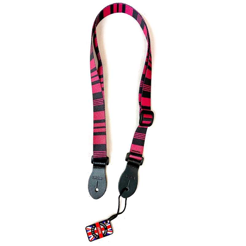 Levin 1" Webbing Ukulele Strap (LS-UM-W-100-PINK-BLACK-STRIPES)