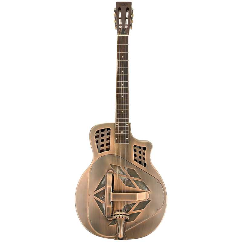 ResoVille Riverdale MT14C Cutaway Resonator Guitar, Red Copper Custom Finish - Image 3