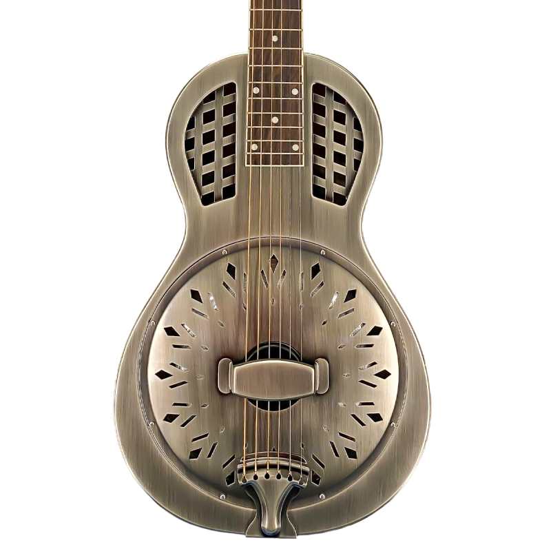 ResoVille Arlington Custom MS12PG Resonator Guitar in Dark Nickel Finish inc Case