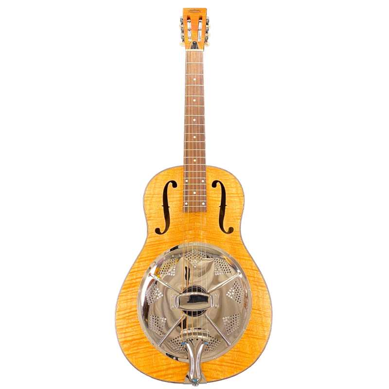 ResoVille Lincolnwood WS12T29 Resonator Guitar in Tiger Maple Finish inc Case - Image 2