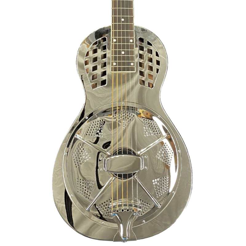 ResoVille Arlington MS12PG Resonator Guitar in Nickel Finish inc Case