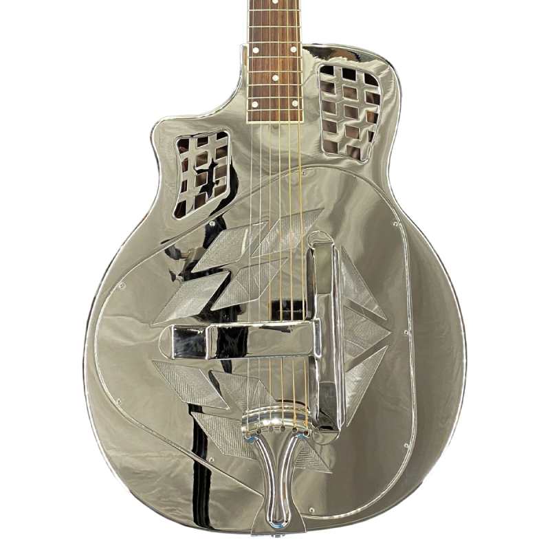 ResoVille Riverdale MT14CL Cutaway Resonator Guitar, Nickel Finish, Left-handed