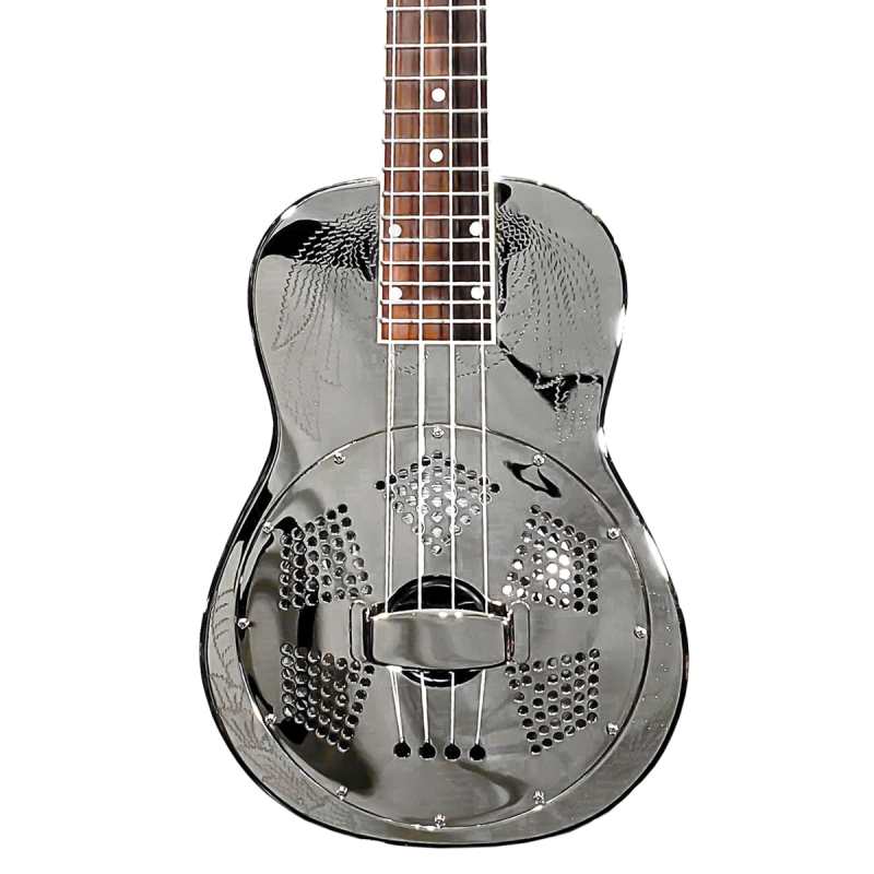 ResoVille Weeki Wachee MS12E Resonator Ukulele Engraved in Nickel Finish