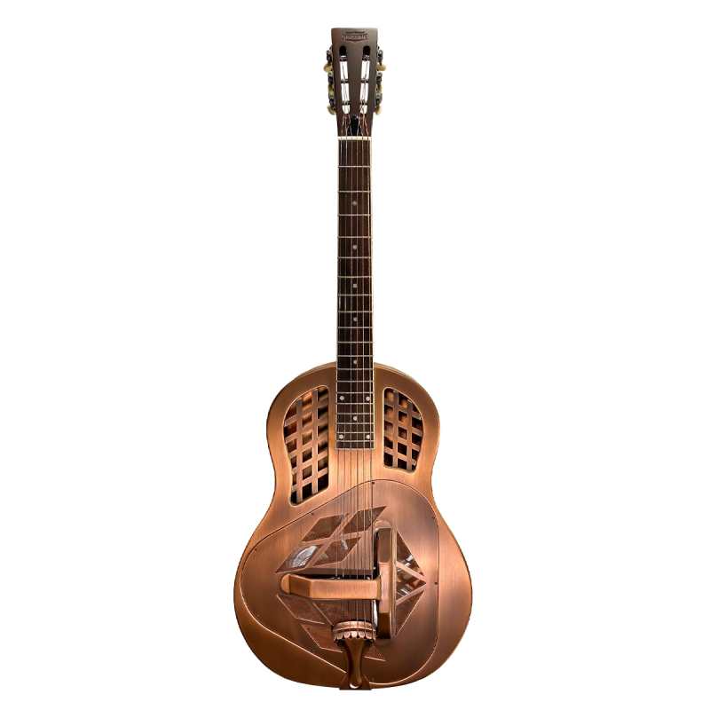 ResoVille Burbank Custom MT12L Resonator Guitar in Red Copper inc Case, Left-handed - Image 2