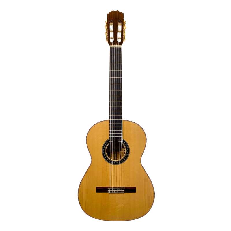 Mendieta Artizan Model X Classical Guitar with Hiscox Hardcase [solid cedar top, laminated white ebony back and sides, ebony fingerboard] - Image 3