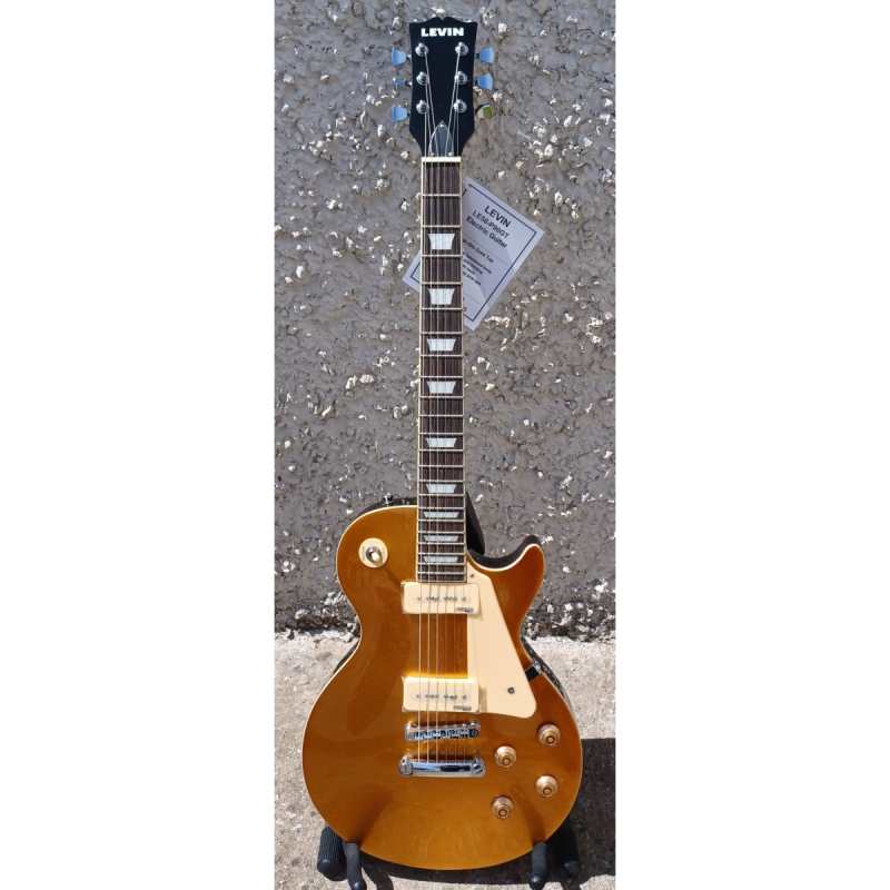 Levin LE58-P90GT Electric Guitar in High-Glo Gold Top - Image 2