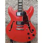 D'Angelico Premier DC Double-cut Semi-hollow Body Electric Guitar in Fiesta Red Finish, Secondhand