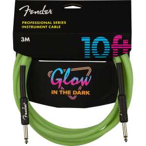 Fender Professional Glow in the Dark Cable, Green, 10ft (3M) Guitar Lead - LAST TWO!