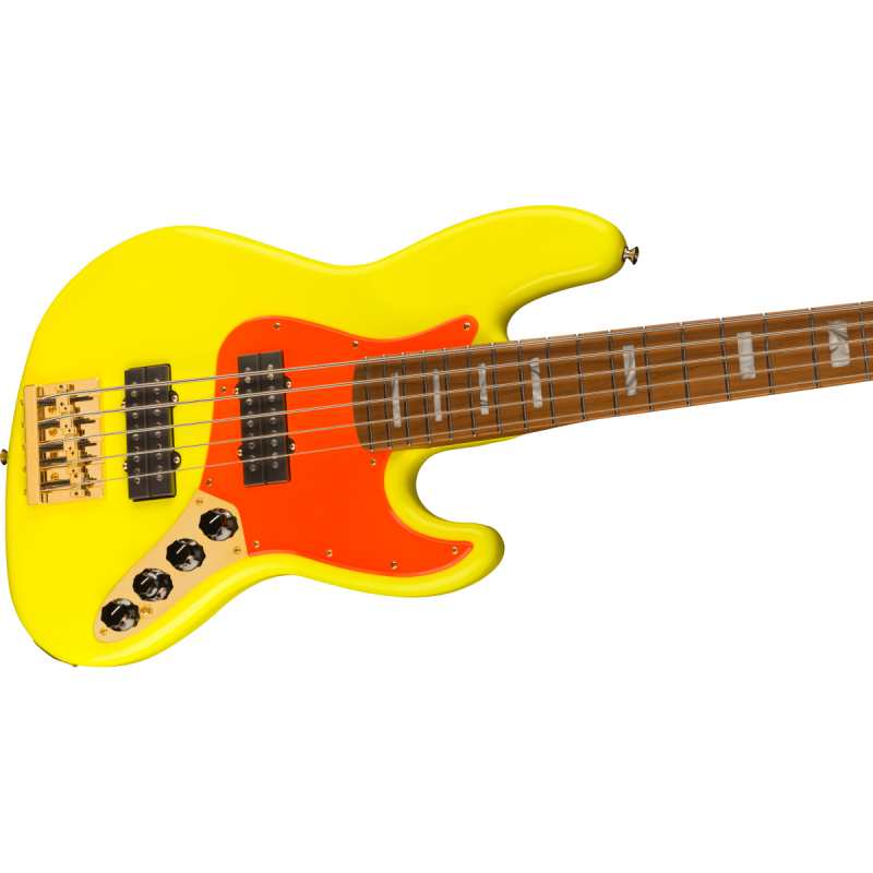 Fender MonoNeon Jazz Bass V, Neon Yellow with Gig Bag - Image 4