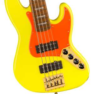 Fender MonoNeon Jazz Bass V, Neon Yellow with Gig Bag