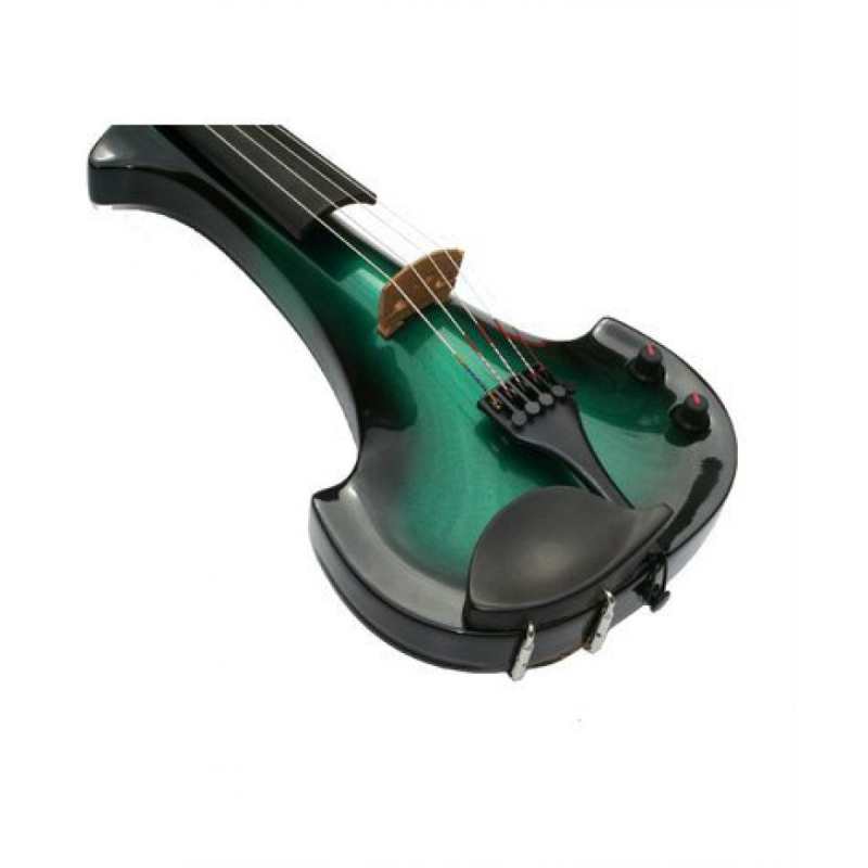 Bridge Lyra 5-String Electric Violin In Green With Fibre Bow & Hard Oblong Case - Image 2
