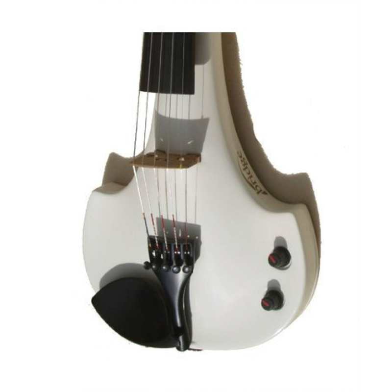 Bridge Lyra 5-String Electric Violin In White With Carbon Bow & Hard Oblong Case - Image 3