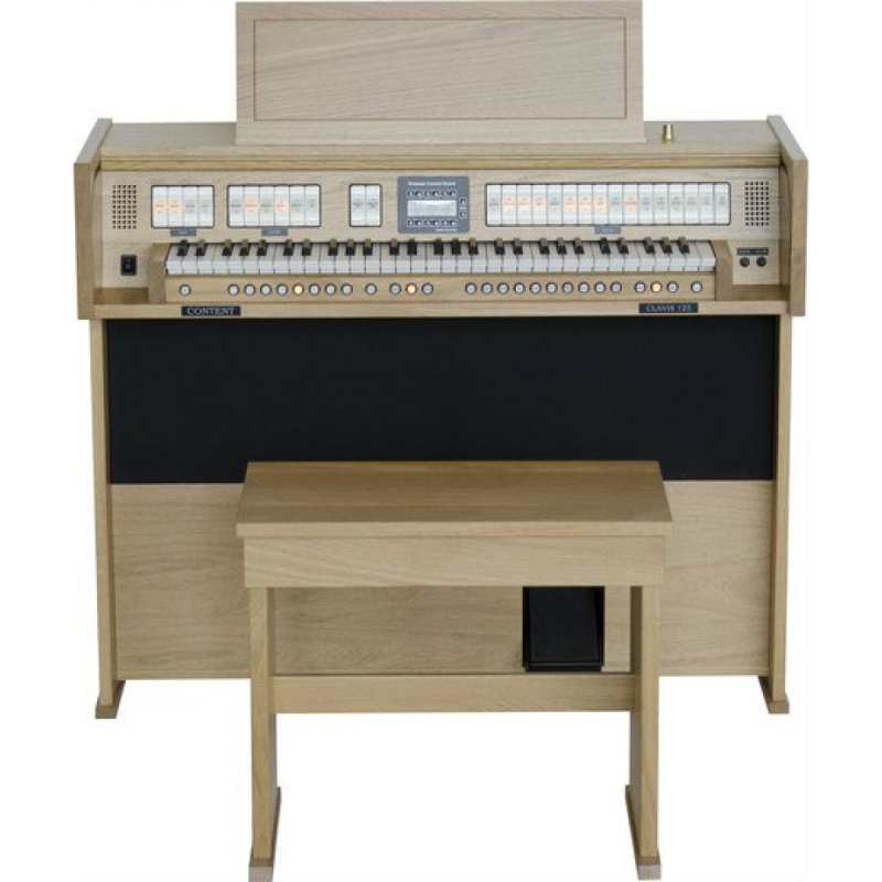 Content Clavis 125R Single Manual Digital Classical Organ in Solid Light Oak with Roll Top and Stool