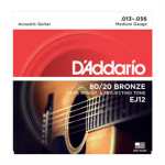 3 Sets of D'Addario EJ12 80/20 Bronze Acoustic Guitar Strings 13-56