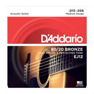 3 Sets of D'Addario EJ12 80/20 Bronze Acoustic Guitar Strings 13-56