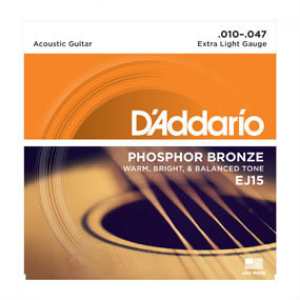 3 Sets of D'Addario EJ15 Phosphor Bronze Acoustic Guitar Strings 10-47